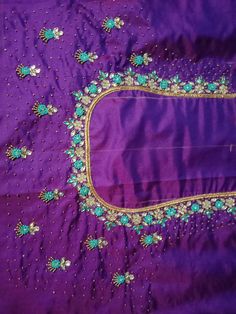 Upada Saree, Maggam Designs, Mirror Work Blouse Design