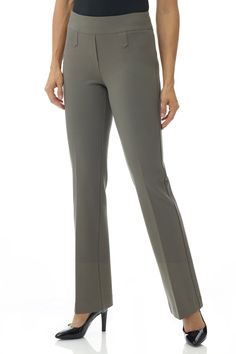 Who says that the businesswoman lifestyle is not active? These pull-on dress pants from our Secret Figure collection are your trusted companions as you squat down to deal with problems, stretch between projects, and jump into business meetings. We call them office yoga pants. The tummy control panel helps you look your stunning best while you work through a busy day, right till the after-hour parties. You’ll love pairing these pants with almost everything, from a formal shirt to a casual colorfu Edgy Office, Office Yoga, Bootcut Pants, Yoga Pant, Work Outfits Women, Office Outfits, Pull On Pants, Straight Pants, Work Pants