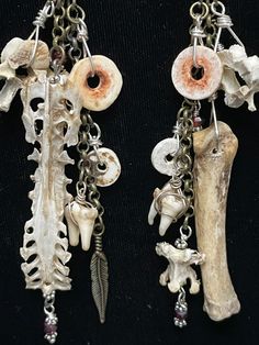 Bone Earrings, Chandeliers, for the Glam Campers, Hillbillies at Heart. Found Objects, Teeth, Claws, and Bones. With a Sprinkling of Garnets - Etsy Bone Chandelier, Bone Earrings, Pacific Grove, Found Objects, Found Object, Chandelier Earrings, Chandeliers, Garnet, Bones