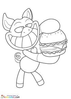 an animal crossing character holding a hamburger