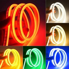 four different colors of neon lights in various shapes and sizes, with the letter c on each side