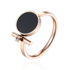 rings-Fashion Luxury Jewelry Ring Exquisite Beauty Black Enamel And Zircon Stainless Steel Rose Gold Color Brand Ring For WomenModel Number:32836928977 Elegant Rose Gold Metal Midi Rings, Elegant Rose Gold Midi Rings, Rose Gold Round Midi Rings, Elegant Black Metal Midi Rings, Rose Gold Enamel Promise Ring, Rings Fashion, Zircon Ring, Jewelry Ring, Rose Gold Color