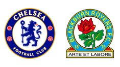 two different teams logos, one for chelsea and the other for manchester football club logo