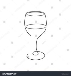 a wine glass on a white background, one line drawing stock photo shutterstocker