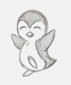 a drawing of a cartoon penguin