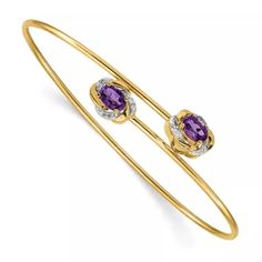 Purple Stones, Amethyst Stone, Selling Jewelry, Diamond Stone, Solid Yellow, Purple Amethyst, Gold Material, Bangle Bracelet, Precious Stones