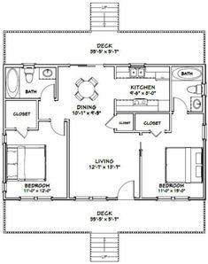 the floor plan for a two bedroom apartment with an attached kitchen and living room area