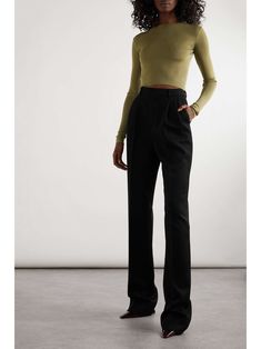 Slim Leg Pants, Pleated Pants, Wool Pants, Short En Jean, Black Bottoms, Pants Straight, Dress And Heels, David Yurman, Slim Legs