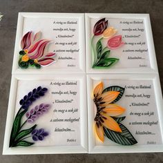 four handmade greeting cards with flowers on them