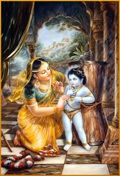 a painting of a mother and child