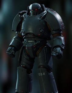 an animated robot standing in front of a dark background