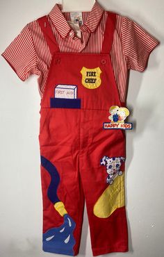 "Labeled sz 3 (toddler) - shirt measures pit to pit 12\"/ length (shoulder to bottom) 13 1/2\"/ overalls waist 10 1/2\"-11 3/4\" elastic back / inseam 13\"/ length (shoulder straps fully extended to bottom leg) 30\"/ Shirt has shoulder loops to hold straps in place / No issues/ smoke free environment (121)" Vintage Toddler Clothes, Overalls Vintage, Toddler Overalls, Vintage Overalls, Vintage Romper, Kids Overalls, Vintage Jumpsuit, Vintage Kids Clothes, Vintage Toddler