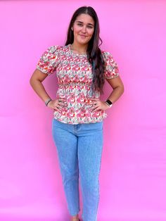 Floral Smocked Blouse-top-Southern Grace Wholesale-7896B, BIN A5-The Twisted Chandelier Pink Panache Jewelry, Concert Wear, Smocked Blouse, Kendra Scott Jewelry, Elegant Floral, Floral Blouse, Feel Confident, Summer Collection, Fashion Bracelets