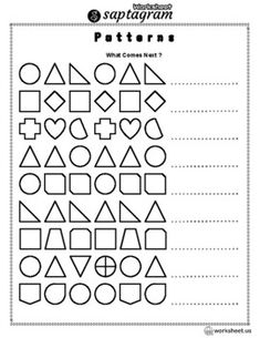 the pattern worksheet for children to learn shapes