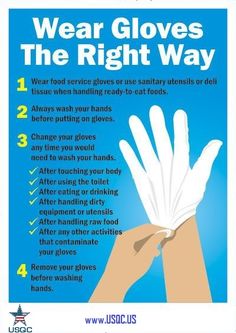 a poster with instructions on how to wear gloves for the right way in order to keep your hands dry