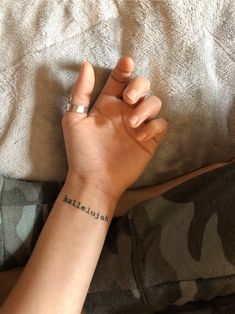 Hallelujah Even Here Tattoo, Raise A Hallelujah Tattoo, Words On Wrist Tattoo, Word Wrist Tattoos, Women’s Wrist Tattoos, Hosanna Tattoo, Wrist Tattoos For Women Words, Wrist Word Tattoos, Hallelujah Tattoo