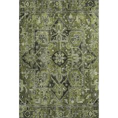 an area rug with green and black colors