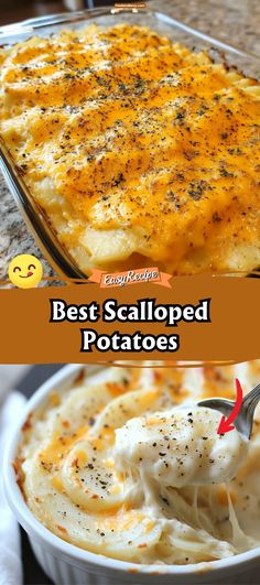 the best scalloped potatoes recipe is in a casserole dish