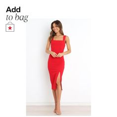 in stock Petal And Pup, Simple Dresses, Midi Length, Red Dress, Fitness Models, Pick Up, In Store, Bodycon Dress, Buy Online