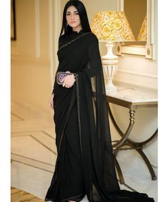 Black Sari, Sarees For Girls, Saree Wearing Styles, Ritu Kumar, Fancy Sarees Party Wear, Indian Fashion Saree, Saree Designs Party Wear