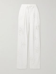 Isabel Marant's 'Hectorina' pants channel the bohemia the label is celebrated for. They're made from soft modal-blend with broderie anglaise cutouts. The elasticated drawstring makes them comfortable too. Uzun Boy, Tapered Trousers, Isabel Marant Etoile, Beauty Sets, Clothes Collection, Straight Pants, Jeans Dress, Isabel Marant, Silk Printing