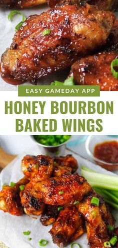 honey bourbon baked wings with celery on the side