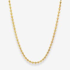 Elevate your style with necklaces from the Bead It Collection. This versatile piece can be worn on its own, layered with other necklaces, or used as a sturdy base for a pendant. Crafted in high-polished 14K yellow gold, it adds a layer of texture to your look. 14K Yellow Gold Width: 3mm Length: 18 Inches Classic Single Strand Chain Necklace With Round Beads, Classic Single Strand Necklace With Round Beads, Classic Necklaces With Round Beaded Chains, Classic Beaded Chain Necklace With Round Beads, Classic 14k Gold Ball Chain Necklaces, Classic Formal Ball Chain Necklace, Classic Yellow Gold Beaded Chain Necklace, Classic Necklace With Satellite Chain And Round Beads, Yellow Gold Beaded Chain Necklace With Round Beads