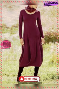 Casual Long Sleeve Round Neck Plus Size Dress Solid Color Maxi Length Dresses For Fall, Winter A-line Solid Color Maxi Dress, Solid Color Knee-length Dress For Fall, Solid Color Knee-length Fall Dress, Knee-length Solid Color Fall Dress, Winter Stretch Dresses In Solid Color, Fitted Solid Color Maxi Dress For Fall, Fitted Solid Color Fall Maxi Dress, Winter Stretch Solid Color Dresses