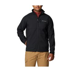 Take on the outdoors in the Columbia� Ascender� Softshell Jacket for Men. This water- and wind-resistant jacket has a 100% polyester contour softshell that's soft, lightweight, and offers just the right amount of stretch to give you a fuller range of motion. Keep your valuables secure and dry in the vertical zip chest pocket and dual zip hand pockets. The full zip front comes up into a mock neck. Adjustable cuffs and a drawcord-adjustable hem help you seal yourself away from the elements. The chin guard fights chafing against the zipper. Machine wash. Imported. Manufacturer style #: 155653. 100% polyester;  Soft, lightweight fabric that stretches for greater movement;  Vertical zip chest pocket;  Dual zip hand pockets;  Water and wind resistant;  Mock neck;  Full zip front;  Adjustable cuf Softshell Jacket, Columbia Jacket, Mens Fleece, Soft Shell Jacket, Soft Shell, Adidas Gazelle, Mens Outerwear, Converse All Star, Good Brands