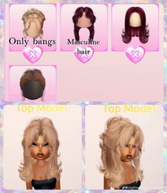 the hair styles are shown in three different ways, including blondes and pinks