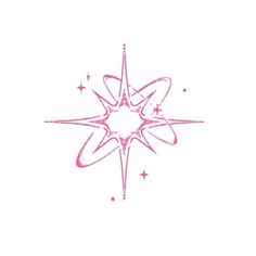 a pink snowflake on a white background with stars in the middle and bottom