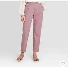 Women’s Lilac Straight Leg High Rise Ankle Pants Spring Cropped Leg Tapered Bottoms, Spring Bottoms With Tapered Fit And Cropped Leg, Spring Tapered Bottoms With Cropped Legs, Spring Tapered Cropped Bottoms, Spring Ankle-length Chinos For Workwear, Spring Workwear Tapered Leg Chinos, Ankle-length Chinos For Spring Workwear, Spring Casual Chinos For Work, Spring Casual Workwear Chinos