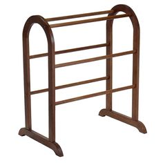 a wooden rack with two bars on it