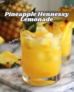 pineapple juice, Hennessy, & lemonade that simple 😋 Hennessy Lemonade, Refreshing Drinks Recipes