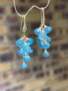 Blue Topaz Dangle Earrings, Blue Topaz Faceted Dangle Earrings, Faceted Blue Topaz Dangle Earrings, Turquoise Blue Topaz Dangle Earrings, Diy Making, Making Earrings, Sky Blue Topaz, Topaz Earrings, Earrings Long