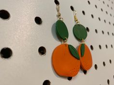 Super cute fruity orange Clay earrings Vibrant Orange Drop Earrings, Playful Orange Dangle Jewelry, Fun Orange Earrings For Gifts, Fun Orange Earrings As A Gift, Fun Orange Earrings For Gift, Fun Orange Earrings For A Gift, Trendy Orange Drop Earrings, Trendy Orange Round Earrings, Fun Orange Drop Earrings