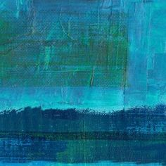 an abstract painting with blue and green colors