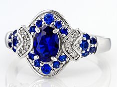 0.64ct Oval And 0.36ctw Lab Created Blue Spinel With 0.05ctw Round White Zircon Rhodium Over Sterling Silver Ring. Measures Approximately 0.68"L x 0.51"W. Not Sizeable. Finished Under Gallery. Oval Blue Diamond Ring With Pave Setting, Blue Spinel, High Quality Jewelry, Sterling Silver Ring, Sapphire Ring, Silver Ring, Sterling Silver Rings, Sapphire, Silver Rings