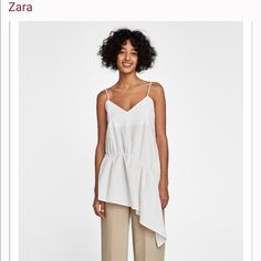 Brand New Zara Asymmetric White Tank Top, Gathered Detailing At The Hip. Cheap White Zara Shirt, Cute Cheap Zara Shirt, Cheap White Zara Dresses, Cheap Zara Summer Dresses, Cute Cheap Zara T-shirt, Cheap Cute Zara Shirt, Cheap Zara Summer Shirt, Cheap Zara Shirt For Summer, Cheap Zara Tank Top