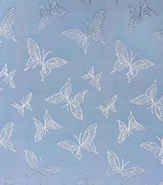 a blue background with white butterflies on it