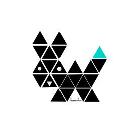 an abstract black and white logo with triangles