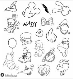 an image of cartoon character stickers on a white background with the words andy in black and