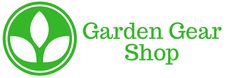 the garden gear shop logo is green and has an oval shape with leaves on it