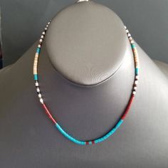 Southwestern Inspired Multi Color Bead Necklace/ Seashell - Etsy Diy Western Jewelry, Ankle Braclets, Diy Western, Necklace Seashell, Turquoise Choker, Handmade Chokers, Seashell Necklace, Bohemian Necklace