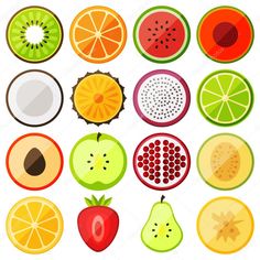 various fruits cut in half on a white background