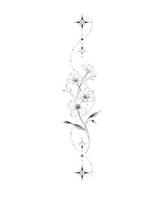 a black and white drawing of flowers on a white background