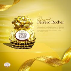 The beauty of gold, care and infinite attention for quality ingredients.  Designed By: Braw Al-Najjar   #brawsya76 #brawalnajjar #ferrero Ferrero Rocher Inspired Recipes, Ferrero Rocher, Ingrown Hair, Hair Photo, Laser Hair Removal