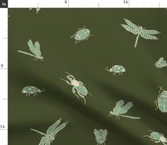 green bugs and insects on a dark green background