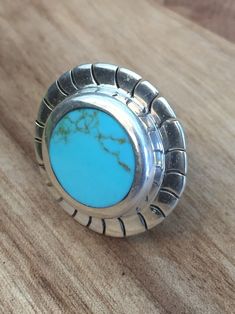 Large Aztec design Turquoise Silver ring, this listing is size 7 more sizes available. 3 cm diameter Turquoise Design, 15 May, Aztec Design, Aztec Designs, Blue Gift, Rings Statement, 7 Plus, Turquoise Ring, Favorite Jewelry