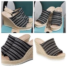 Brand New Tom Monica Mule Black Global Stripe Color : Black Made In China Toms Booties, Ankle Lace Up Boots, Striped Espadrilles, Animal Print Flats, Black Mules With 4-inch Wedge Heel, Brown Suede Boots, Espadrilles Platform, Wedge Ankle Boots, Womens Toms